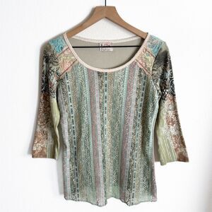 Vtg 90s‎ Lace Top Womens Large Pastel Pink Blue Phoebe Friends Festival Boho USA